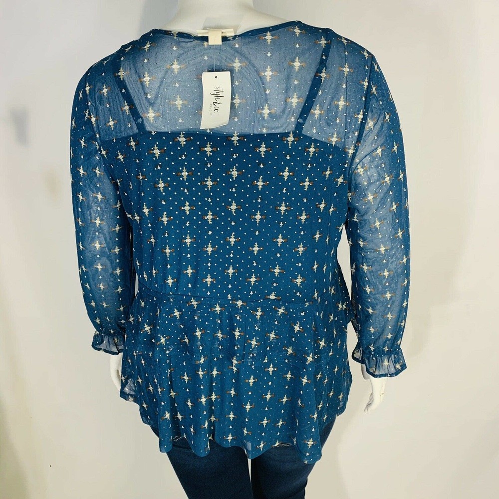 Style & Co 2X Ruffle-Front Mesh Blouse - Picture 11 of 12